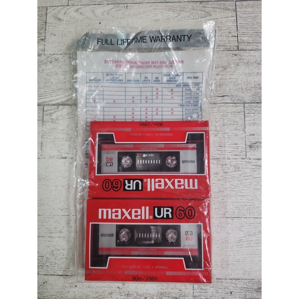 2 NEW Maxell UR 60 Audio Cassette Tapes Normal Bias Type 60 Min Vintage